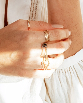 Hands wearing gold rings
